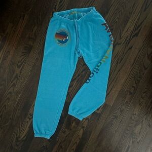 Aviator Nation Blue Sweatpants Elastic Waistband Soft Fabric